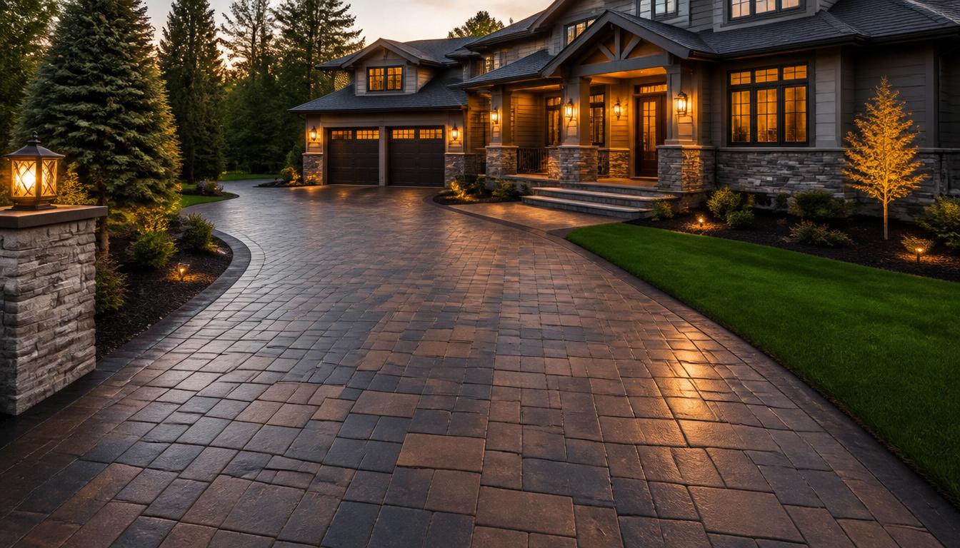Beautifully landscaped Charlotte NC home at dusk